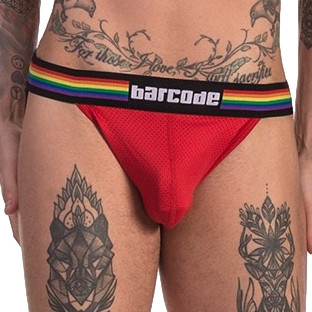 Barcode Pride - piros férfi jockstrap intimbilincsekhez