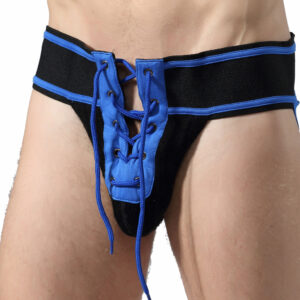 Jockstrap FETISH FOOTBALL – stílusos férfi alsó fekete-kékben
