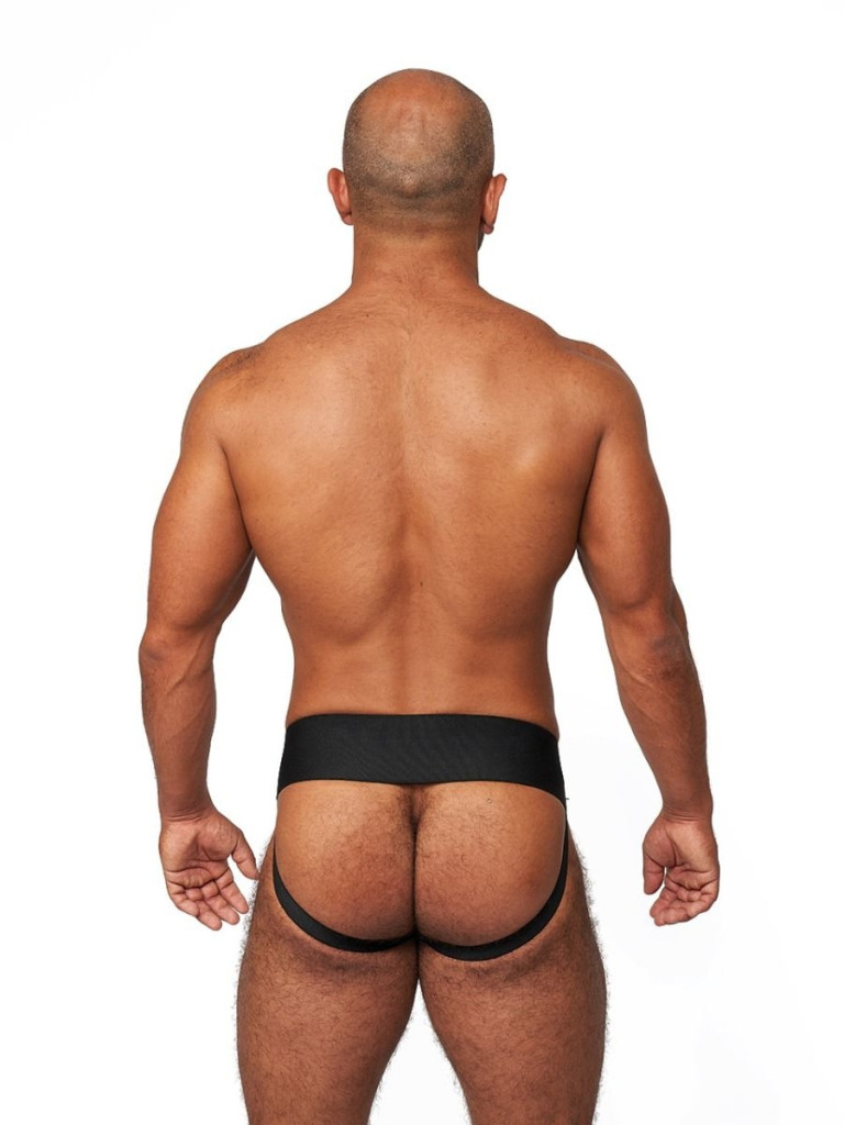 Mister B bőr jockstrap – stílusos férfi fehérnemű kék-fekete - Image 5