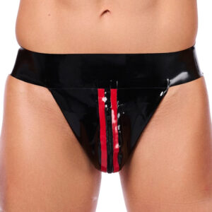 Xrub – fekete-piros latex jockstrap cipzárral