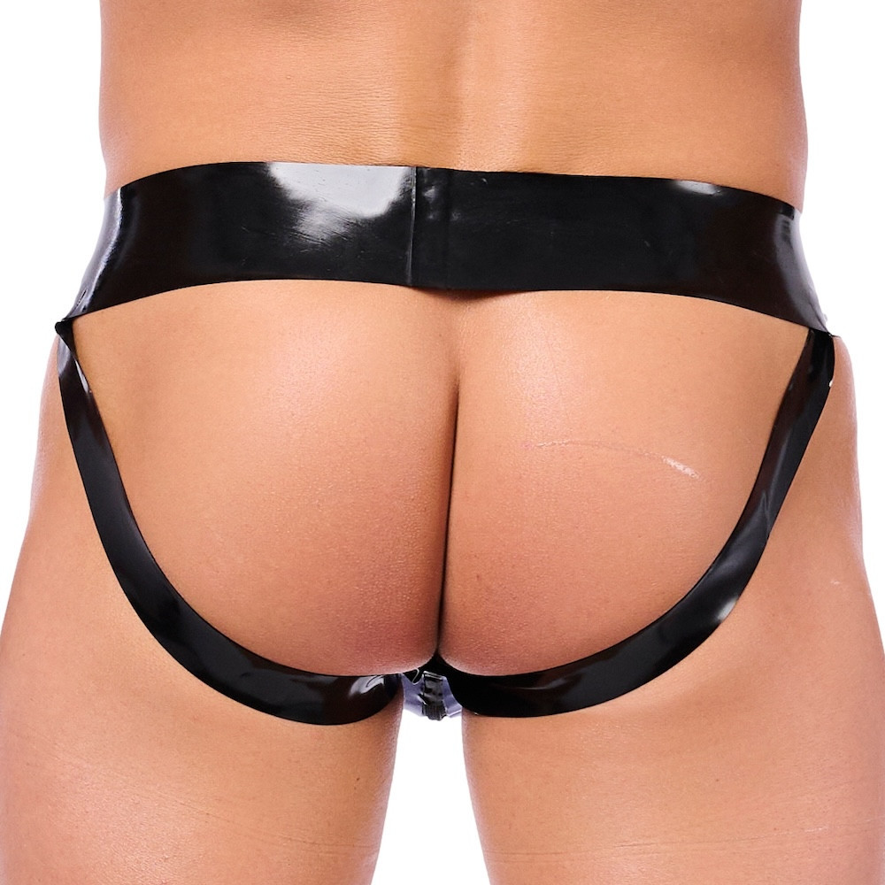 Xrub Latex Jockstrap – fekete-kék latex alsónemű - Image 2