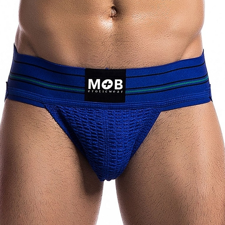 Prémium kék jockstrap széles övvel