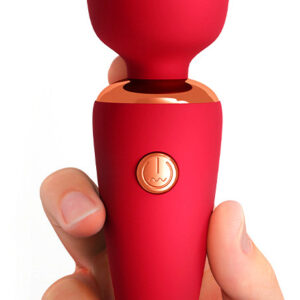 Mini Wand – 10 cm-es, krémes vibráló masszírozó piros