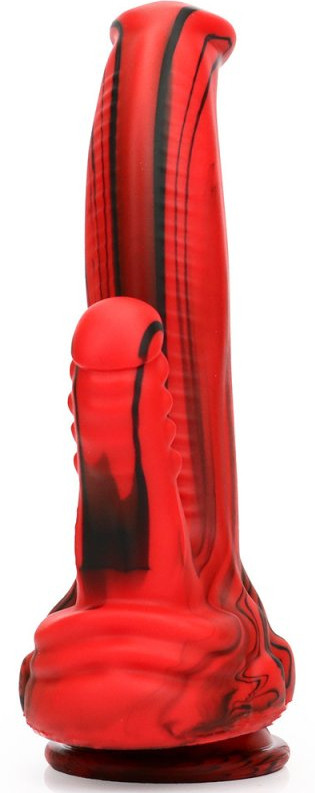 Dobhorse Double Dildo – piros-fekete prémium dildó 18 cm