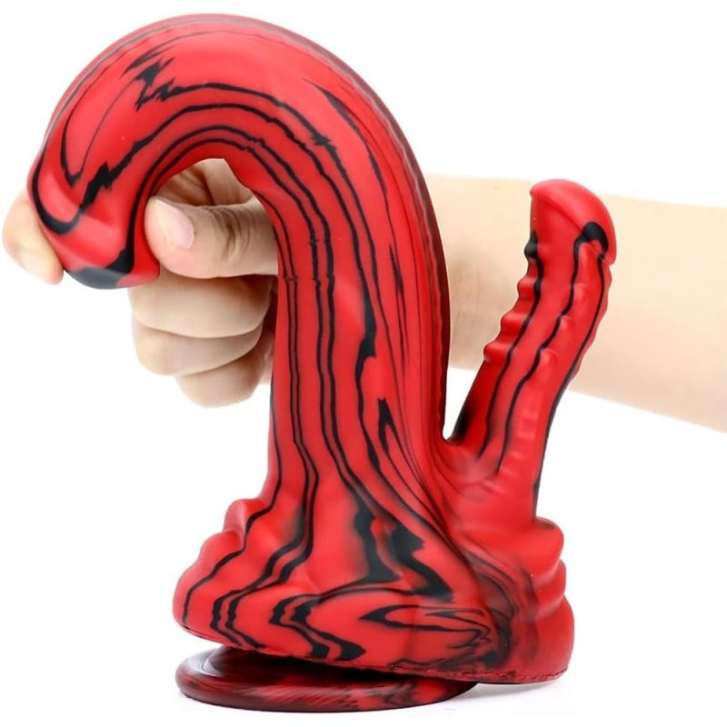 Dobhorse Double Dildo – piros-fekete prémium dildó 18 cm - Image 6