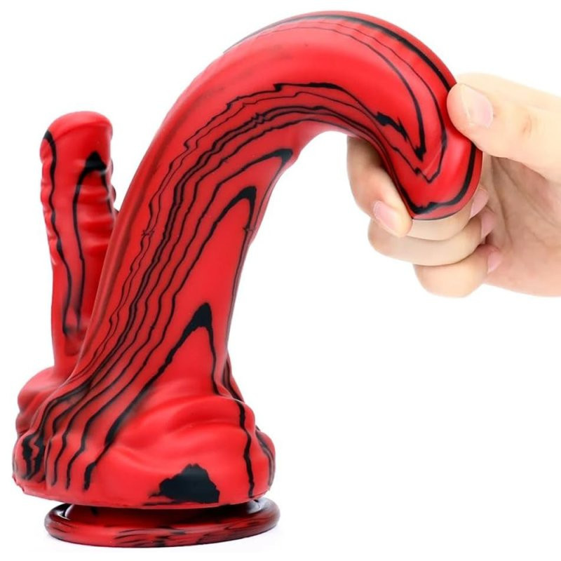Dobhorse Double Dildo – piros-fekete prémium dildó 18 cm - Image 7