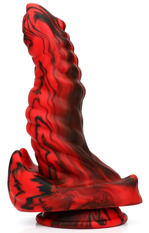 Fantasy Hybrixis – prémium piros-fekete dildó 18 cm - Image 3