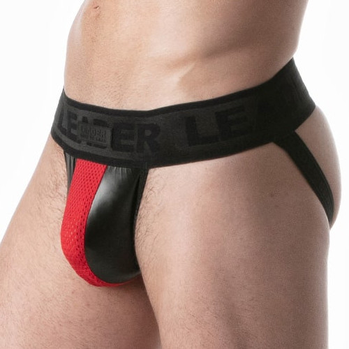 Jockstrap Brut – fekete-piros stílusos férfi alsónemű