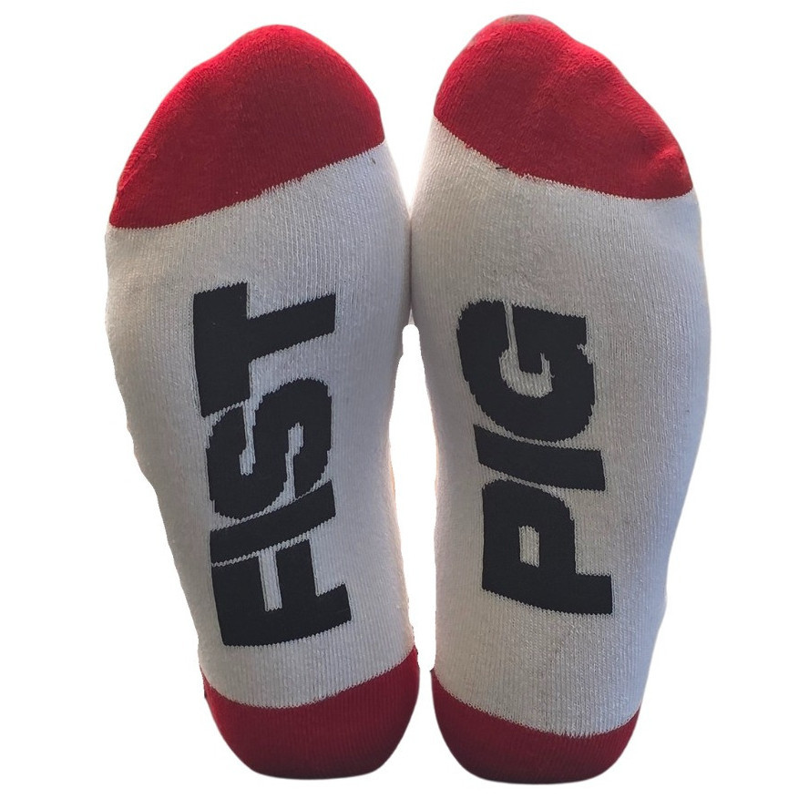 Fist Pig – stílusos piros-fehér zokni - Image 2