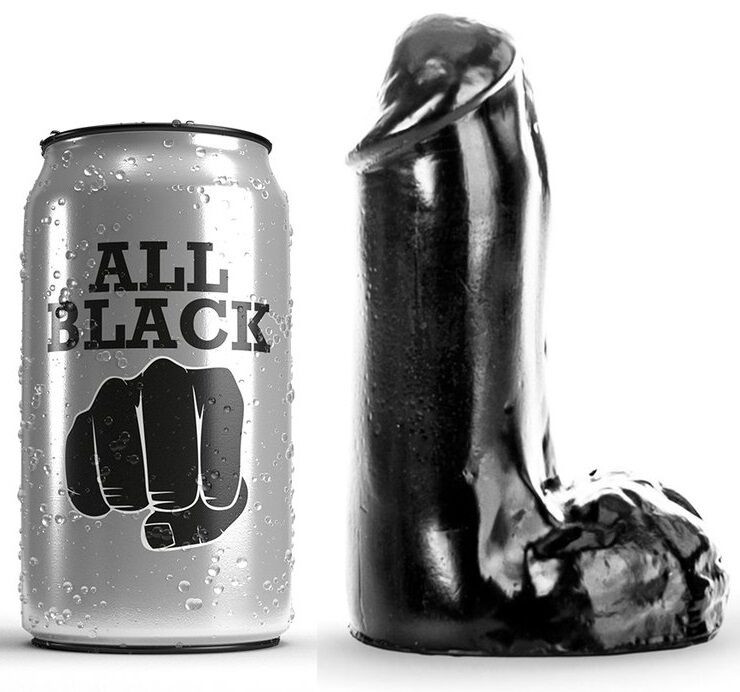 ALL BLACK - 13 cm-es élethű dildó