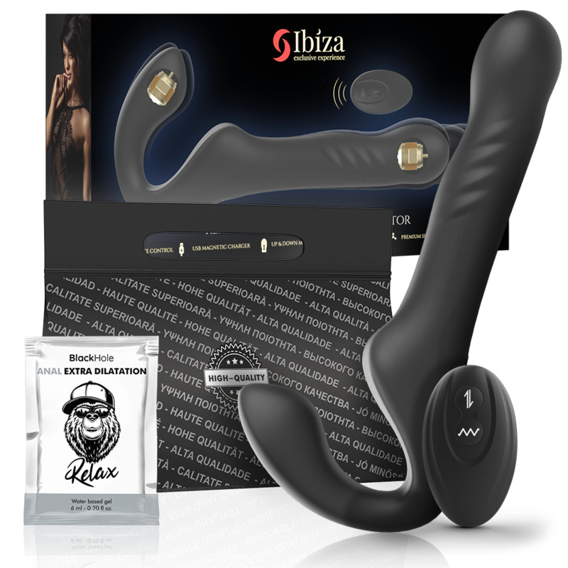 IBIZA - távirányítós, strap-on vibrátor fel-le mozgással