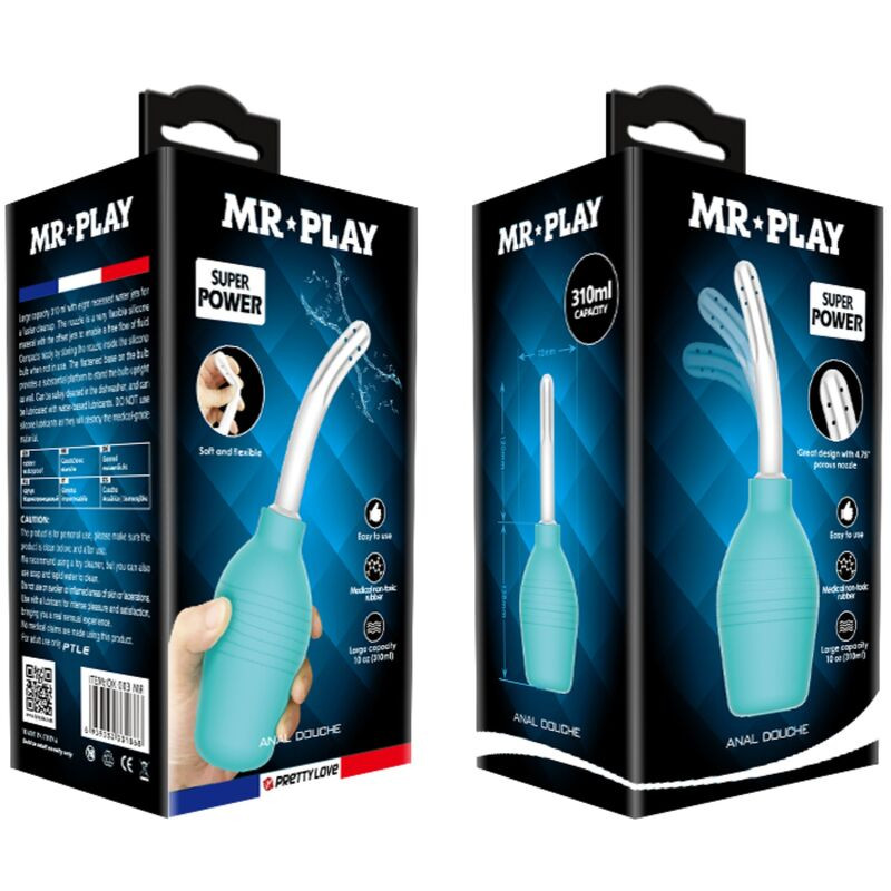 MR PLAY – vízálló anális gyöngy kék gumi zuhanyhoz - Image 8