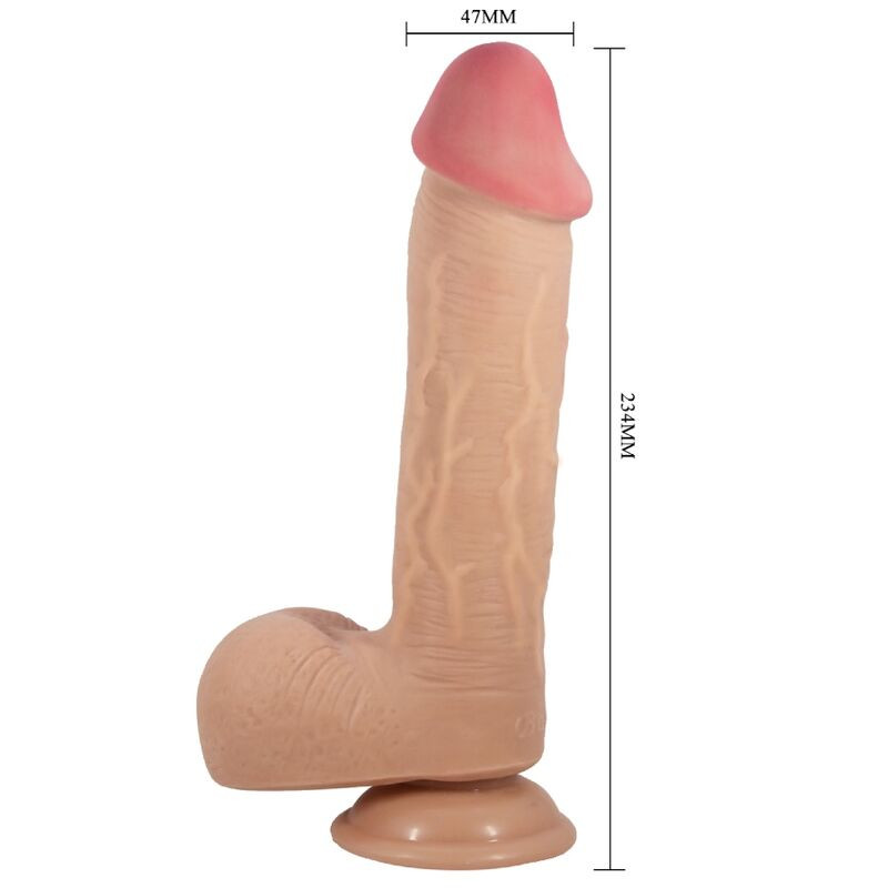 PRETTY LOVE – valósághű vibrációs dildo, csúszó bőrrel, 23,4 cm - Image 4