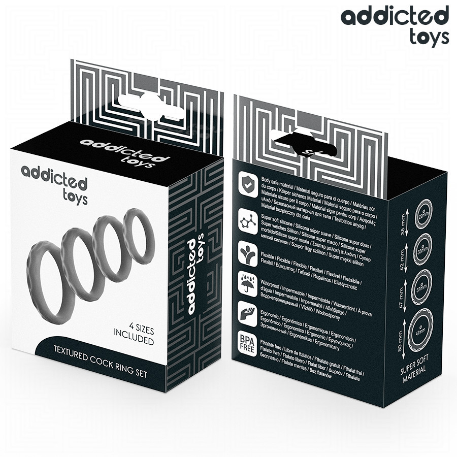 ADDICTED TOYS – textúrázott péniszgyűrű szett 4 méretben - Image 3