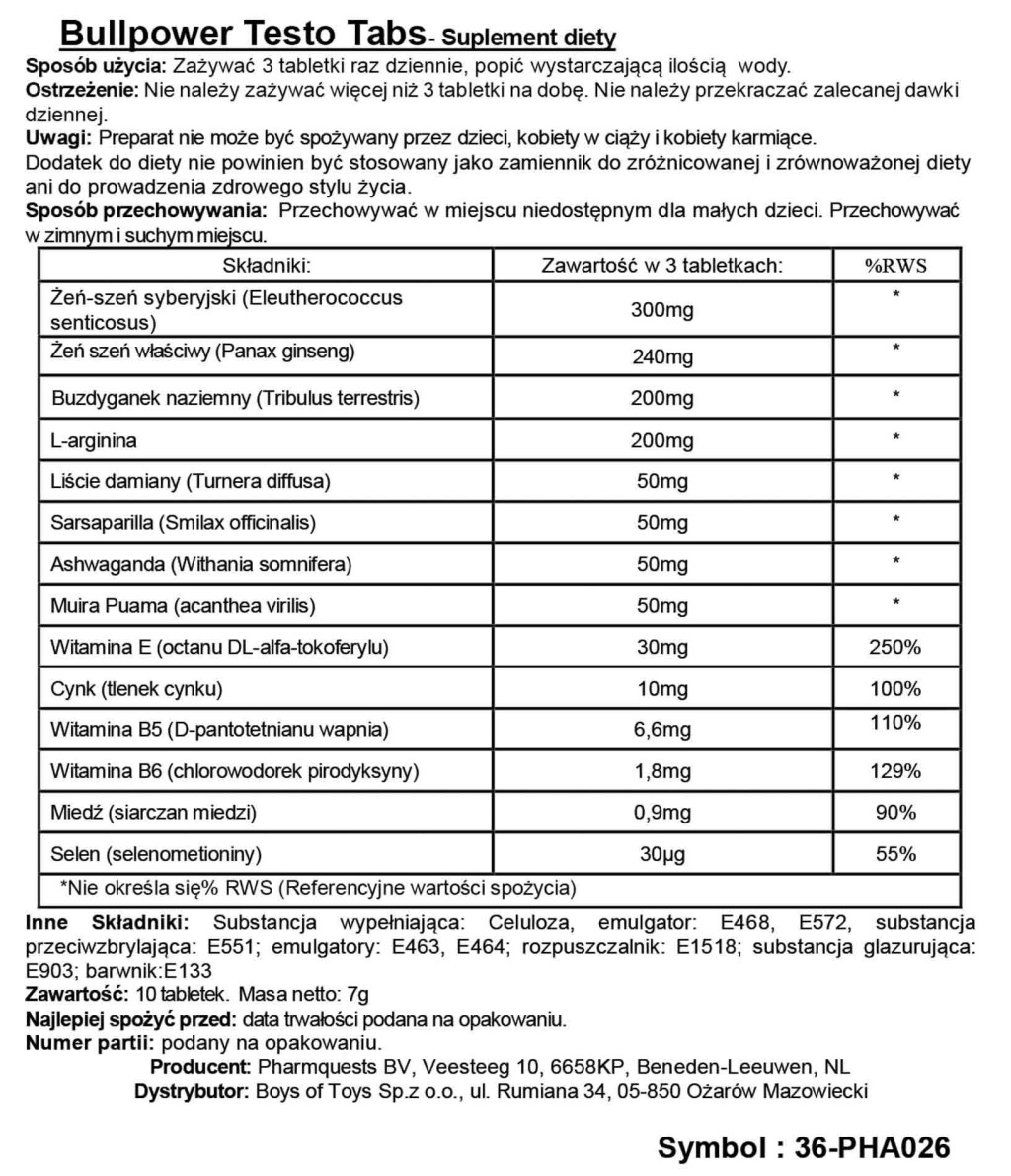 Bull Power Testo Tabs – stimuláló tesztoszteron tabletták - Image 2