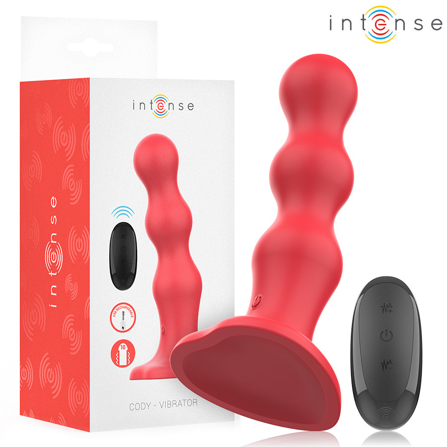 INTENSE Cody – piros távirányítós vibrátor szívókoronggal