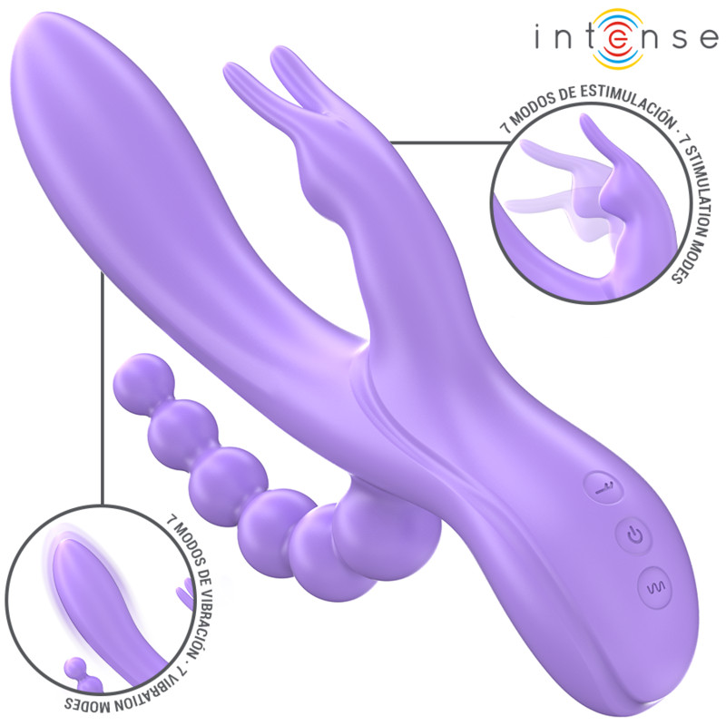 INTENSE Miko – háromfunkciós vibrátor, 7 rezgéssel, lila - Image 2