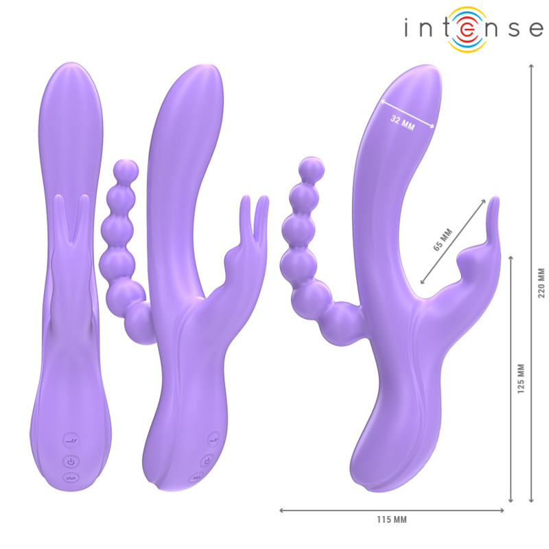 INTENSE Miko – háromfunkciós vibrátor, 7 rezgéssel, lila - Image 3