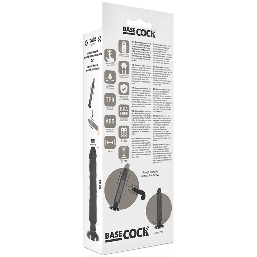 BASECOCK - élethű vibrátor 20 cm hosszú, 4 cm átmérőjű - Image 5