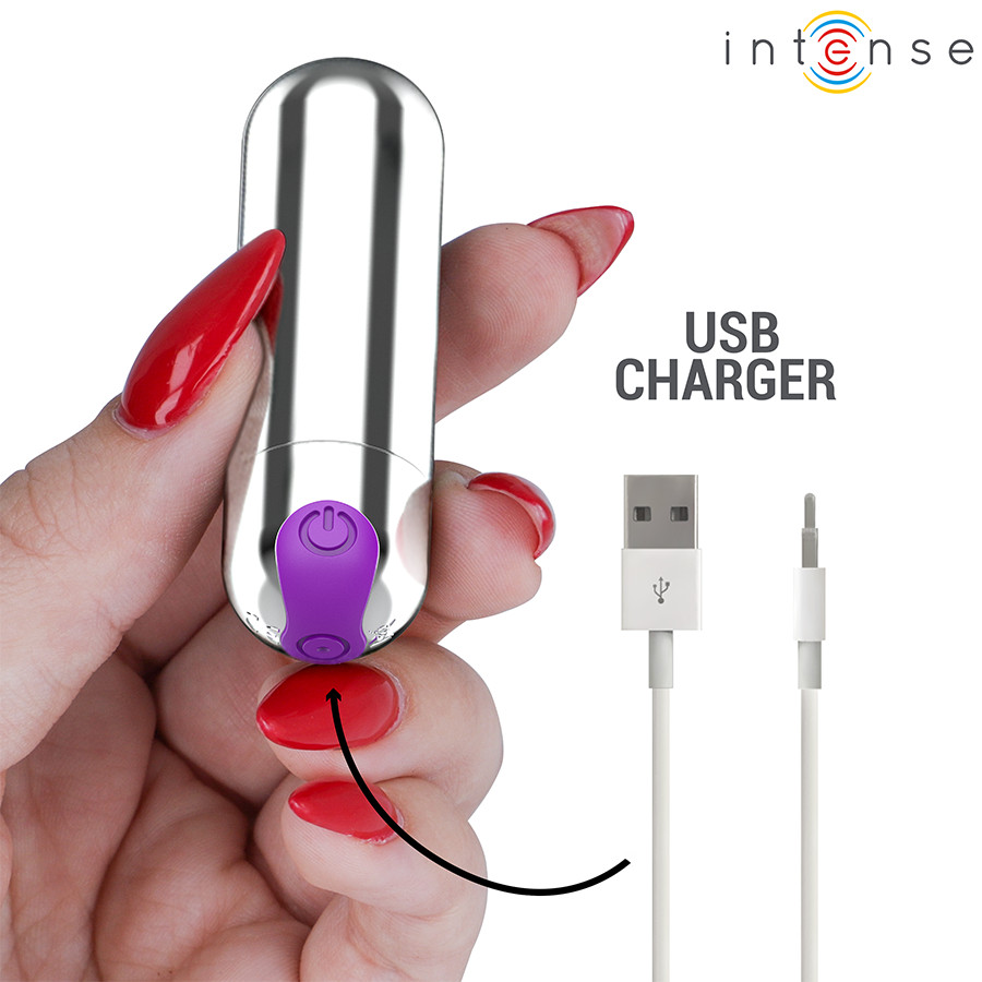 INTENSE KAREN MINI – újratölthető vibráló golyó ezüst színben - Image 4