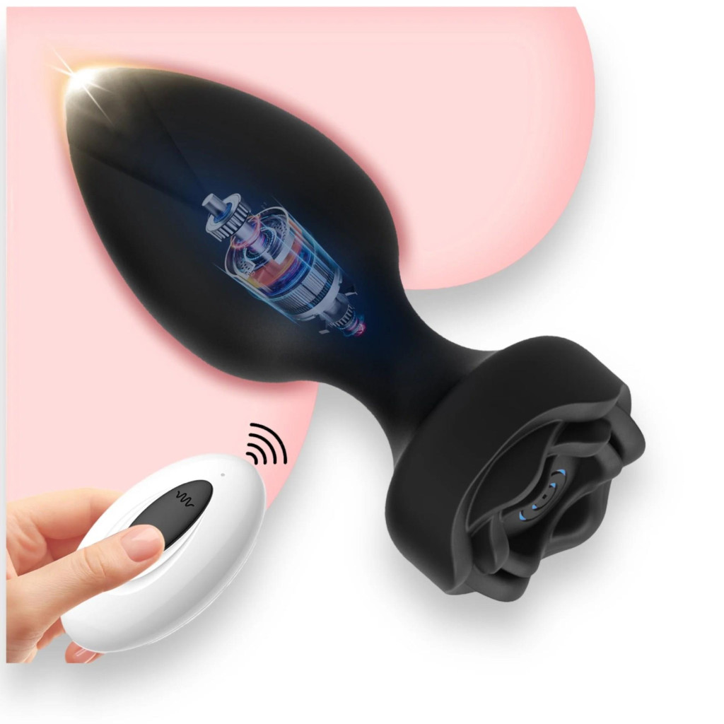 Power Escorts Princess Plug távirányítós fekete dugó USB töltés 10 funkció - Image 2