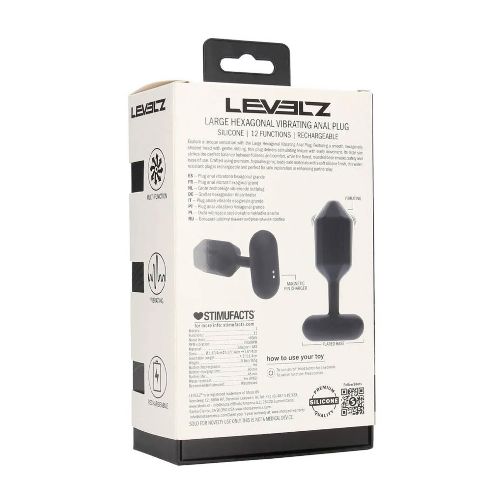 Hexagonal L vibrációs szilikon anál dildó fekete - Image 3