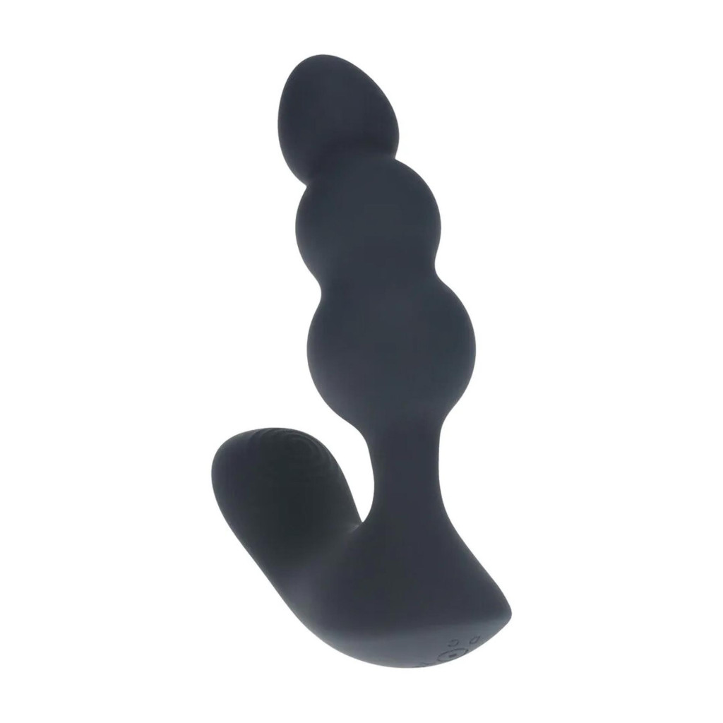 Fekete kétmotoros távirányítós szilikon prosztata stimulátor gyöngyökkel - Image 5