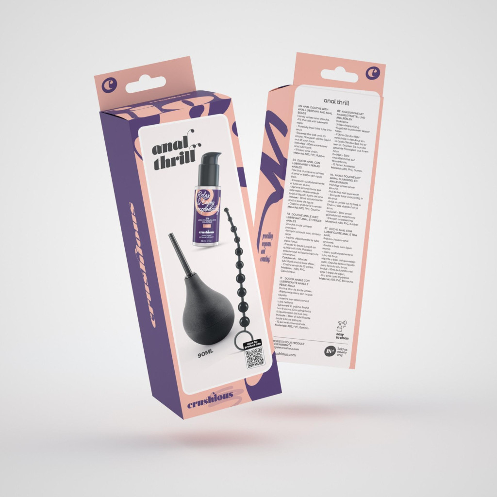 Crushious Anal Thrill análkészlet 90 ml douche, 50 ml síkosító, 10 golyós anál lánc - Image 9