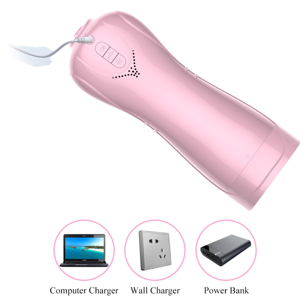 Vibráló és világító maszturbációs pohár USB rózsaszín 7+7 funkcióval beszélő módban - Image 3