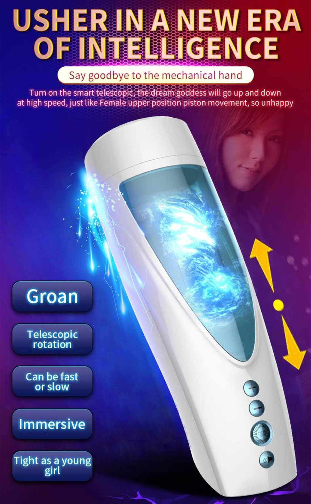 USB újratölthető forgó-vibráló maszturbátor 10+10 funkcióval beszélő móddal - Image 6
