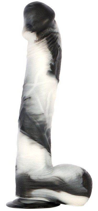 Gode XL vibrátor 25 x 6,2 cm fekete-fehér