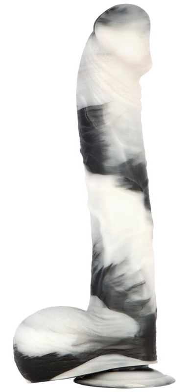 Gode XL vibrátor 25 x 6,2 cm fekete-fehér - Image 3