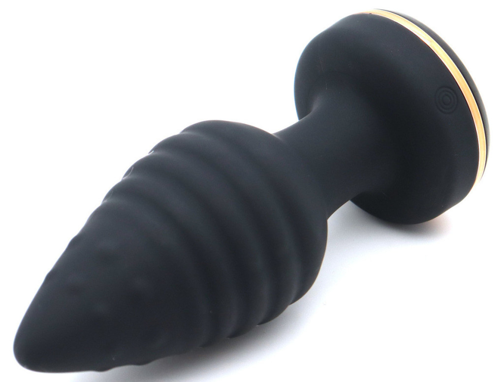 Conol anál plug 10x4 cm texturált, 10 rezgésmód USB tölthető fekete - Image 2