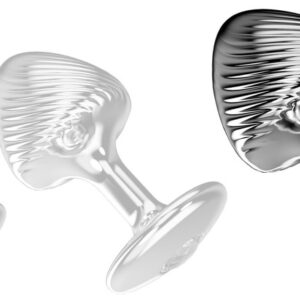 Anal plug kúpos alakú, texturált alumínium kék alappal 7 x 4,3 cm