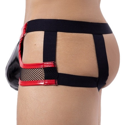 Sexy Black Hollband Jockstrap - Fényes hatású szövet M-L-XL-XXL méretben fekete - Image 2
