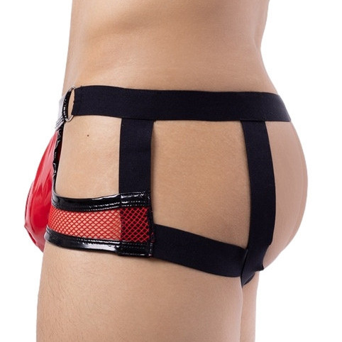 Sexy Red hollandi jockstrap piros, fényes vinyl M-XXL méret - Image 2