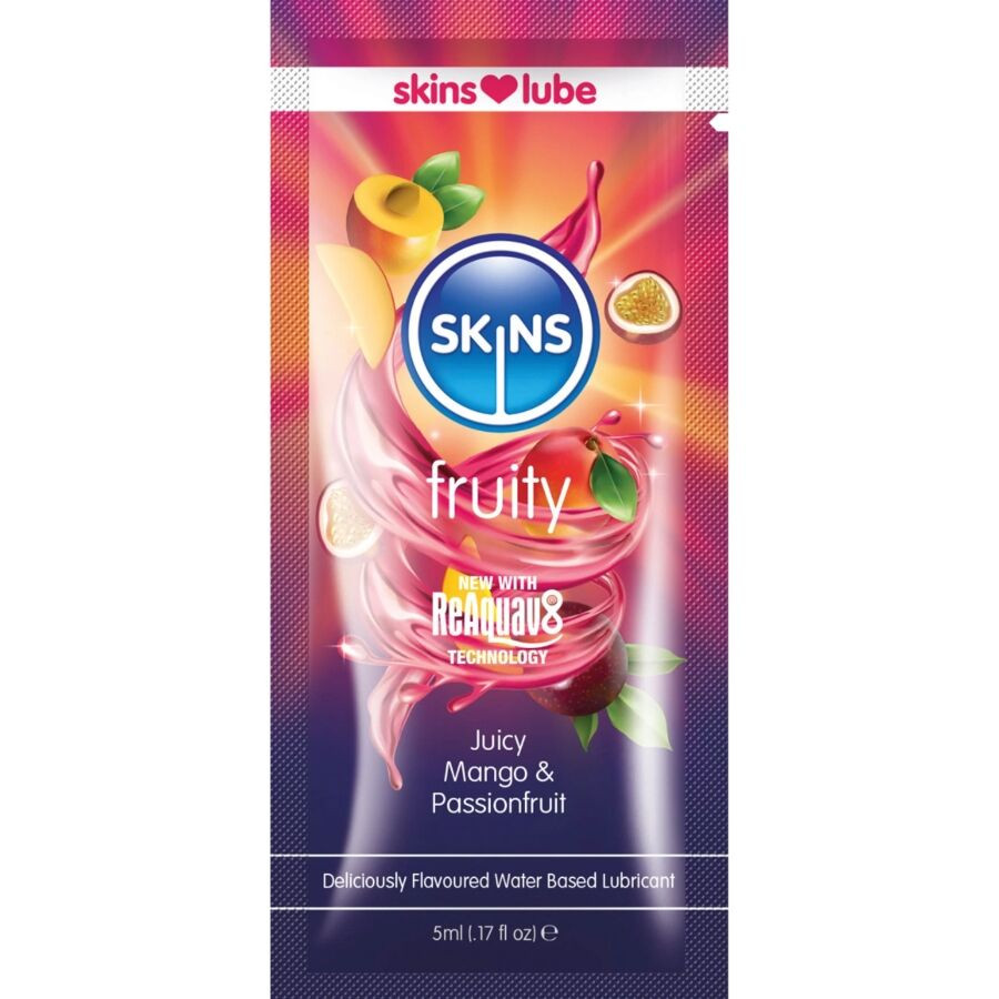 Skins gyümölcsös vízbázisú síkosító mangó és maracuja 5 ml egyszeri adag